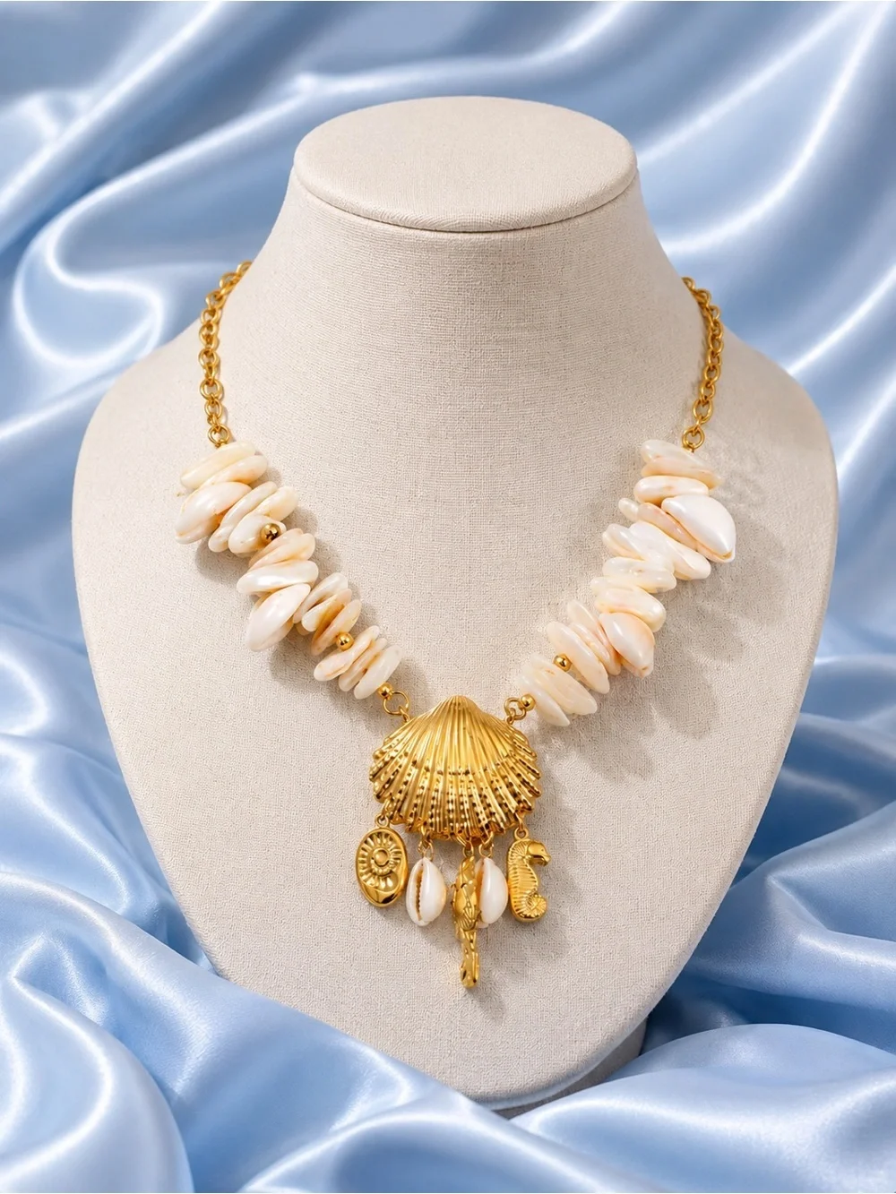 Couture Gold Shell White Mother-of-Pearl Necklace